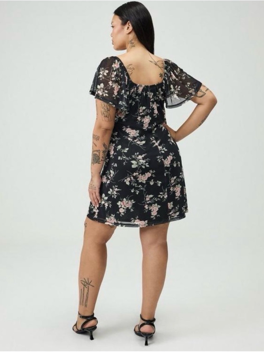 Torrid Flutter Sleeve Mesh Mini Dress - Size 0X - NWT! - Picture 3 of 6